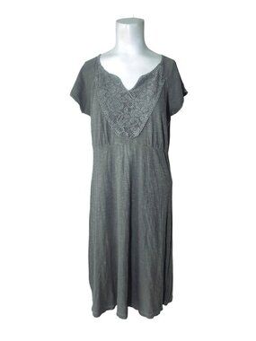 Prana Breathe Short Sleeve Organic Cotton Dress M Lace Lightweight Minimalist